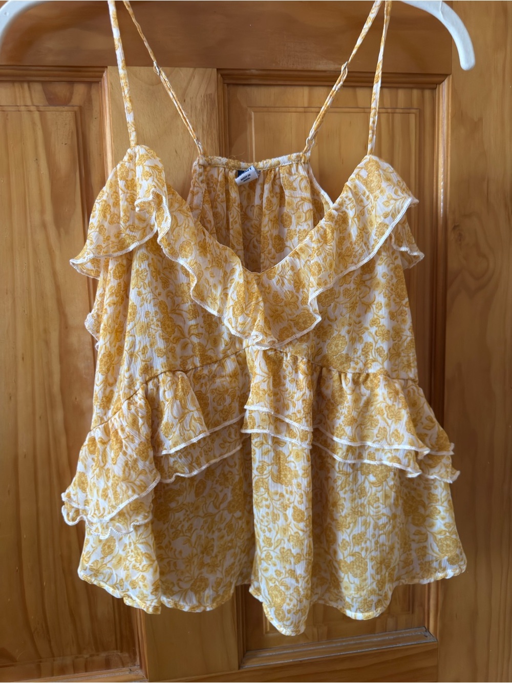 Women’s Yellow Floral Ruffle Camisole Top